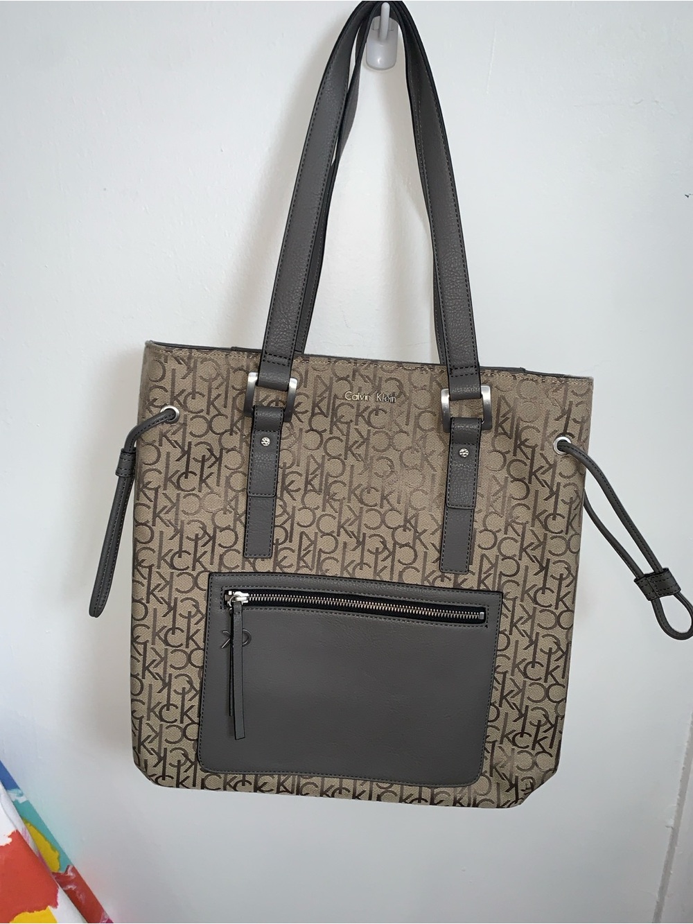 Calvin Klein Taupe and Dark Brown Signature Tote